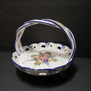 Vintage RCCL Porcelain Basket With Braided Handle